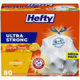 Hefty Ultra Strong 20 Gallon Tall Kitchen Trash Bags, Clean Burst Scent, Arm and Hammer Odor Control for a Safer Open-Plan Living Area