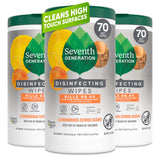 Seventh Generation Disinfecting Wipes, Lemongrass Citrus, Plant-Based Multi-Surface Wipes for Cleaning Kids' Toys and Food Contact Areas Without Harsh Chemicals