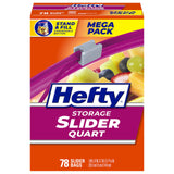 Hefty Slider Storage Bags, Quart Size, 78 Count – Bulk Food Storage for Home Offices, Study Sessions, and Shared Kitchens