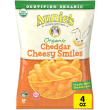 Annie's Organic Cheddar Cheesy Smiles – Whole Grain Gluten Free Snack for Classroom Parties, 4 oz Box