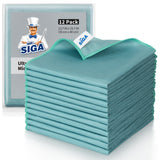 MR.SIGA Ultra Fine Glass Cloths – Portable Open-Air Cleaning, Versatile 12-Pack 35x40cm