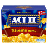 ACT II Xtreme Butter Microwave Popcorn 12 Bags – Quick-Prep Snack to Stock the Office Pantry, Dorm Room Mini-Fridge, and Shared Apartment Kitchen