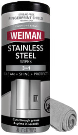 Weiman Stainless Steel Wipes - Elevate the Look of Open-Concept Living Spaces with Streak-Free Stainless Shine