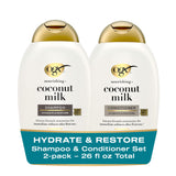 OGX Coconut Milk Hair Set – Two-Product Hydrating Duo with Neutral Scent, Less-Is-More Hair Care for the Modern Minimalist
