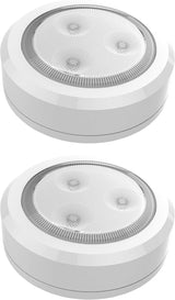 Brilliant Evolution Stick On LED Touch Lights – Soft Ambient Puck for Reading Alcove and Guest Room Styling, Pack of 2