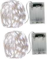 LUMIO Travel Ready LED Fairy Lights Two Pack – Compact Battery Silver Wire Lights for Patio, Tent, and Patio Wedding Centerpiece Decoration