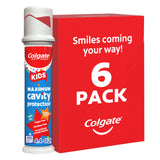 Colgate Kids Holiday Stocking Stuffer Toothpaste Pump, 4.4 Oz Bubble Fruit Fluoride 6 Pack for the Grandkids' Bathroom