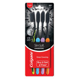 Colgate SlimSoft Charcoal Toothbrush 4-Pack – Streamlined Manual Toothbrush for an Intentional Capsule Bathroom Setup
