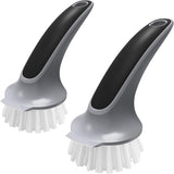 MR.SIGA Non-Scratch Dish Brush with Built-In Scraper, Family-Safe Cookware Cleaner for Home Kitchens, Residue Scrubbing