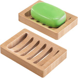 AmazerBath Wood Soap Tray Set – Neutral Tone Holder for Intentional Minimalist Bathroom