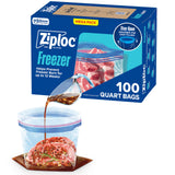 Ziploc Quart Freezer Bags BPA-Free – Streamlined Freezer Organization for Working Families, 100 Count