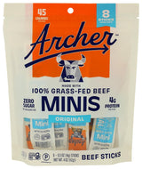 Archer Original Mini Beef Sticks – Grass-Fed Beef Snack for Campsite Meals and Trail Fueling, 4 OZ