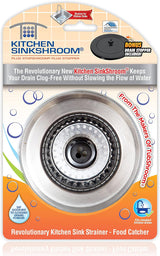 Kitchen SinkShroom Chrome Gray Drain Strainer for Less-Is-More Kitchens, Tool-Free Drop-In