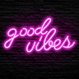 Blue Good Vibes Neon Sign – Smokeless LED Neon Alternative to Glass Neon, Safe Night Light for Sleep