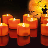 Homemory Orange LED Tea Lights 12 Pack Flicker Effect — Autumn Centerpiece Accent for Thanksgiving Tables and Fall Mantel Styling