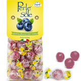 Perle di Sole Italian Candy - Resealable Italian Blueberry Hard Candy with Fizzy Filling - Travel-Ready Treat for Road Trips and Hiking
