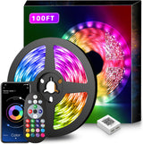 Nexillumi 100ft RGB LED Strip Lights – Music Sync Color Changing Ambient Lighting for Bedroom and Living Room Aesthetic