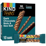 KIND THINS Dark Chocolate Nuts & Sea Salt Bars – Mindful Afternoon Snack for Wellness Routines, 4g Sugar, 0.74 oz, 10 Count
