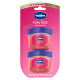 Vaseline Lip Therapy Rosy Tinted Mini Jars 2 Count – Small Valentine's Day Care Package Gift for Her, Travel Size Lip Balm Set