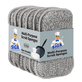 MR.SIGA Gentle Scrub Sponges for Apartment Kitchens, Durable Non-Scratch Dishwashing Sponges 6 Pack