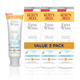 Burt's Bees Extra White Toothpaste – Self-Care Birthday Gift for Mom with Gentle Whitening Mint Paste, 4.7 oz Pack of 3