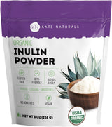 Kate Naturals Blue Agave Inulin Powder 8oz – Soluble Prebiotic Fiber for Digestive Wellness & Self-Care Beverage Rituals