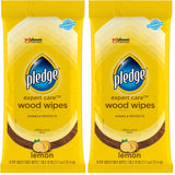 Pledge Expert Care Enhancing Wood Wipes – Lemon Scent Quick Desk Wipe for Background Scent and Focused Study Sessions