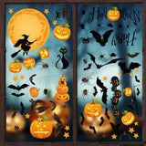 Pumpkin Spider Bats Shop Window Clings – Clean Seasonal Styling for Neutral Interiors, Double-Sided Understated Design