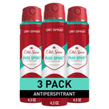 Old Spice Dry Spray Antiperspirant for Mindful Grooming Men, 24/7 High Endurance Odor Defense That Fits a Clean Personal Care Routine, Fiji, Pure Sport, and Fresh, 4.3 oz (Pack of 3)