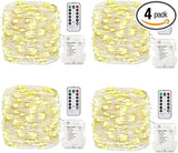 GDEALER 4-Pack 16.4ft Copper Wire Fairy Lights – Cozy Bedroom Ambient Lighting with 8 Modes and Remote Dimming