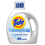 Tide Free and Gentle Liquid Detergent – Family Laundry for Newborns and Kids with Sensitive Skin, Dye-Free, 64 Load Bottle