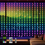 LuminVue Smart Curtain Lights – IP68 Waterproof Patio String Lights RGB, 8ft x 6ft Backyard Decor
