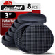 8pcs Round Black - 3"