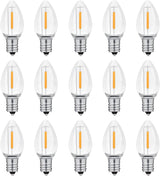 NETEHA C7 Clear LED Bulbs for Bedroom Nightstand and Himalayan Salt Lamp, Soft Warm Glow E12 Replacement Bulbs for Ambient Home Lighting