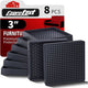 8pcs Square Black - 3"