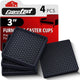 4pcs Square Black - 3"