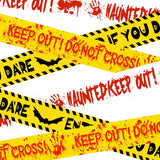 HauntHouse Caution Tape Trio – Fright Night Wall Hanging for Basement Lounge and Game Room Styling
