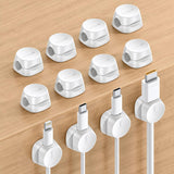 Lamicall Desk Cord Holder [1s Lock] - Minimalist Cable Organizer for Living Room and Bedside, Adhesive Spring Clip Set, 8-Pack, White