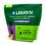 Liquid I.V. Hydration Multiplier + Energy Drink Mix – Blackberry Peach, Travel-Friendly Electrolyte Stick Packs for Flights and Road Trips