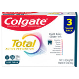 Colgate Total Active Prevention Deep Clean Toothpaste – Less-Is-More Bathroom Counter Pick, Clinically Proven Multi-Defense Mint Toothpaste, 3 x 5.1 oz