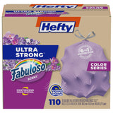 Hefty Ultra Strong Fabuloso Scented 13 Gallon Trash Bags, Reinforced Purple Plastic – Heavy-Duty Outdoor Bin Protection for Suburban Homes, 110 Count