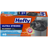 Hefty 13 Gallon Blackout Kitchen Trash Bags – Arm & Hammer Odor Defense with Clean Burst Scent for Stress-Free Cooking Days, 240 Count