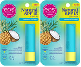 eos Pineapple Coconut SPF 15 Lip Balm – Pack of 2 – Family Lip Sun Care for School, Sports & Playdates, Hypoallergenic Water-Resistant, 0.14 oz