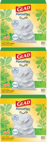 Glad ForceFlex 13 Gallon Kitchen Trash Bags – Large Household Stock-Up, Multi-Pack Bulk Value