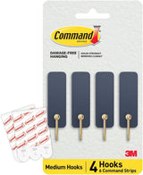 Command Medium Wire Hook Desk-Adjacent Hooks for Daily Essentials, No-Drill Office Storage Solution