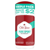 Old Spice Aluminum Free Deodorant for Men, High Endurance Pure Sport 3.3 oz, No Reapply Stick for Long Work Shifts, Pack of 3