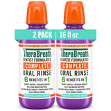 TheraBreath Mouthwash 6-in-1, Travel-Size Compatible Fluoride Rinse for Office and Gym Bags, 2 Pack
