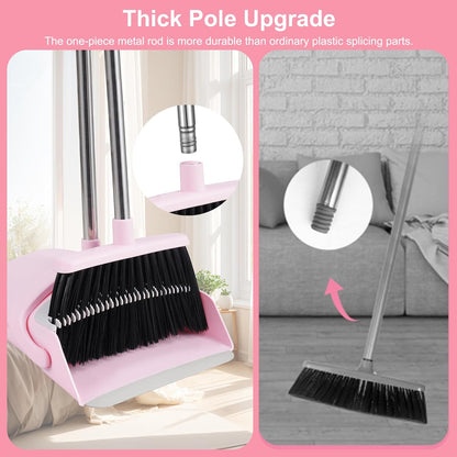 BSKLIN Telescoping Broom and Dustpan Combo – Less-Is-More Floor Sweeper for Hardwood and Tile, One Tool Replaces Multiple Cleaning Items
