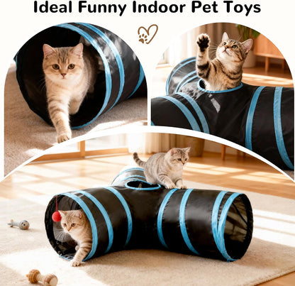 Tempcore 3 Way Collapsible Tunnel – Designer Inspired Cat Play Tube That Doubles as Cozy Home Accent