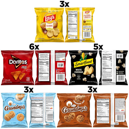 ten assortments cover baked, classix mix, doritos & cheetos, sabritas & gamesa, sabritas, cheesy mix, tangy favorites, flamin hot, chips & cookies, and backyard bbq